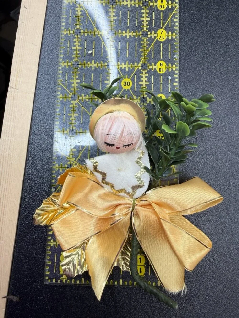Vintage Japanese Gold Angel Christmas Corsage Pin Ornament 5 Inch
